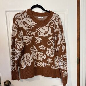 Maurices Brown and Cream Floral Sweater